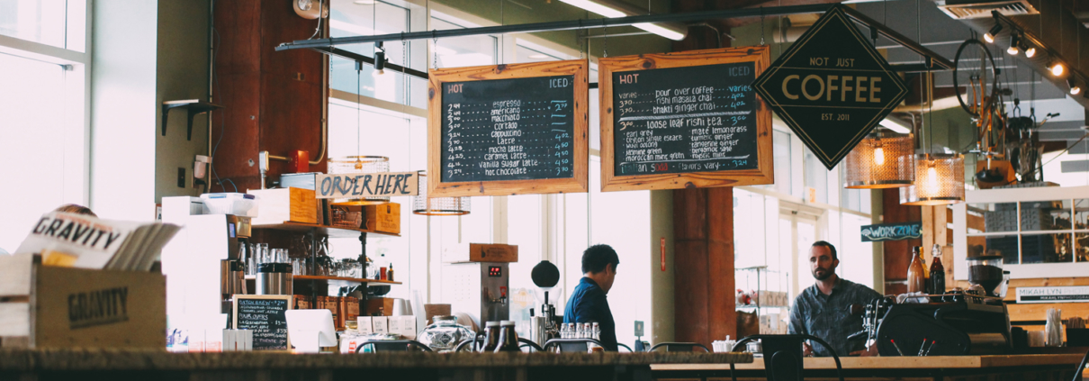 Order counter at a coffee shop