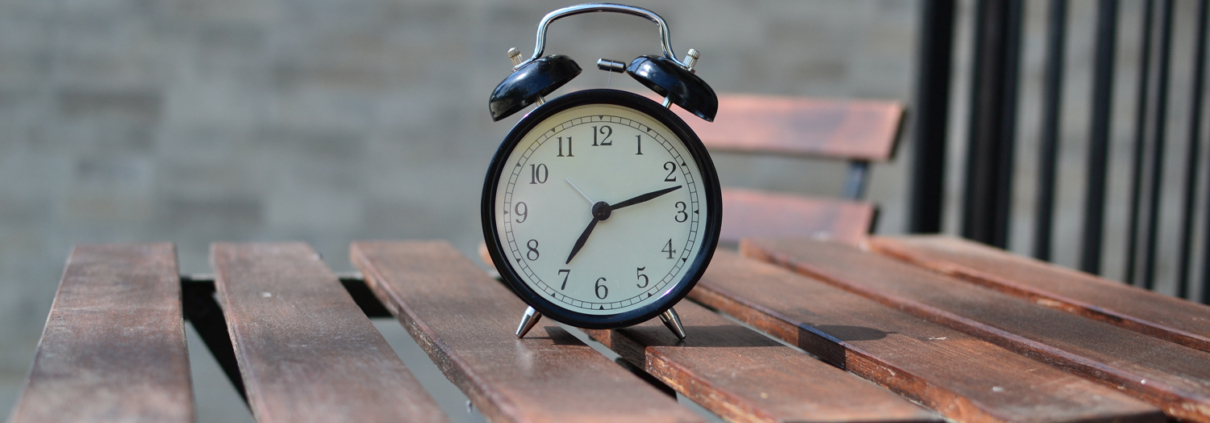 Alarm clock sitting on a table