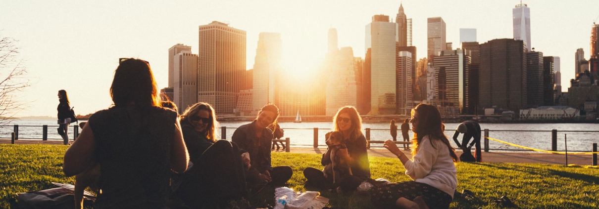 Friends enjoying a picnic in a New York park