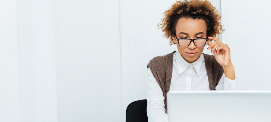 Woman viewing a laptop