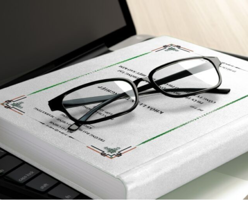 Glasses on a book