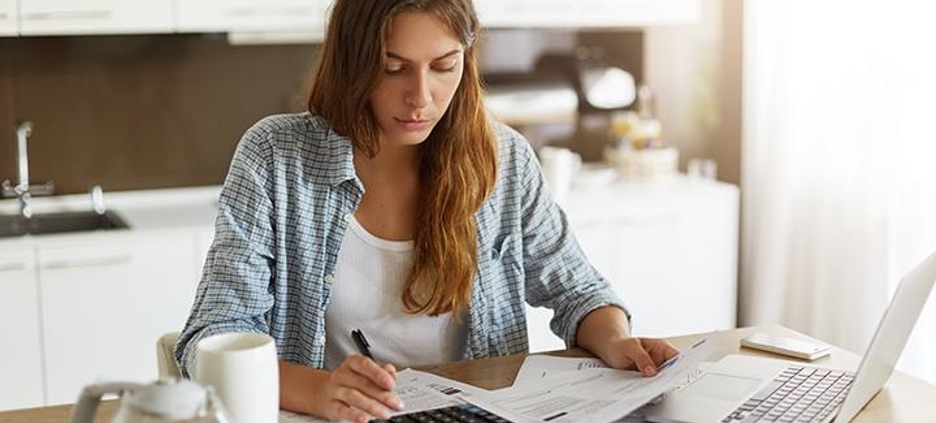 Woman doing taxes