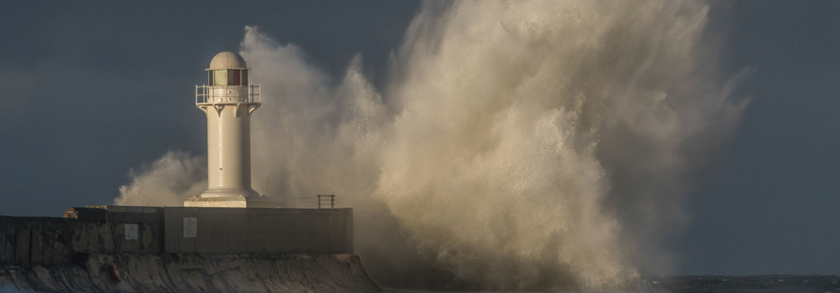 waves near lighthouse