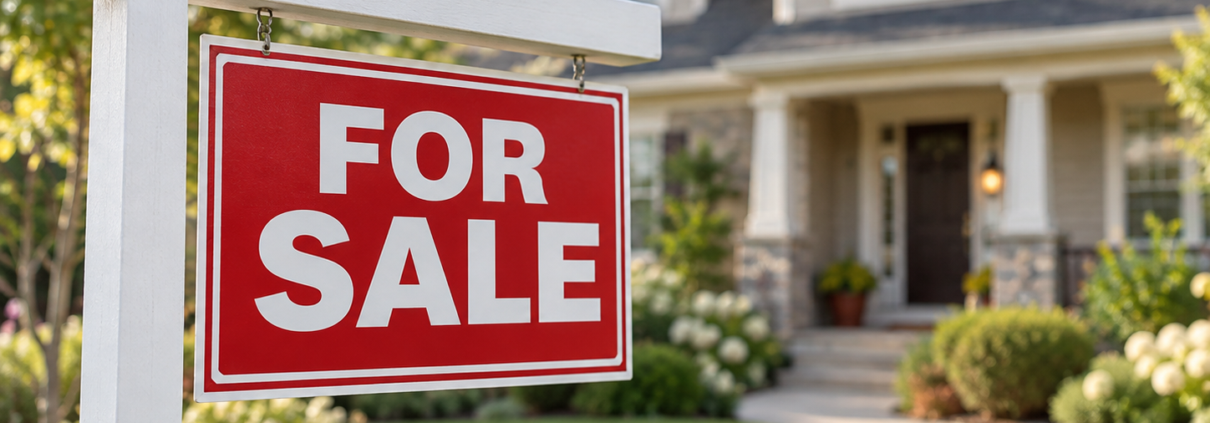 for sale sign in front of a home