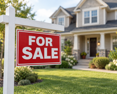 for sale sign in front of a home