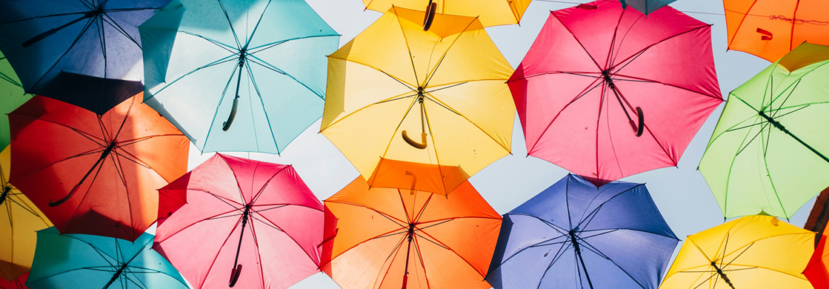 umbrellas over a street